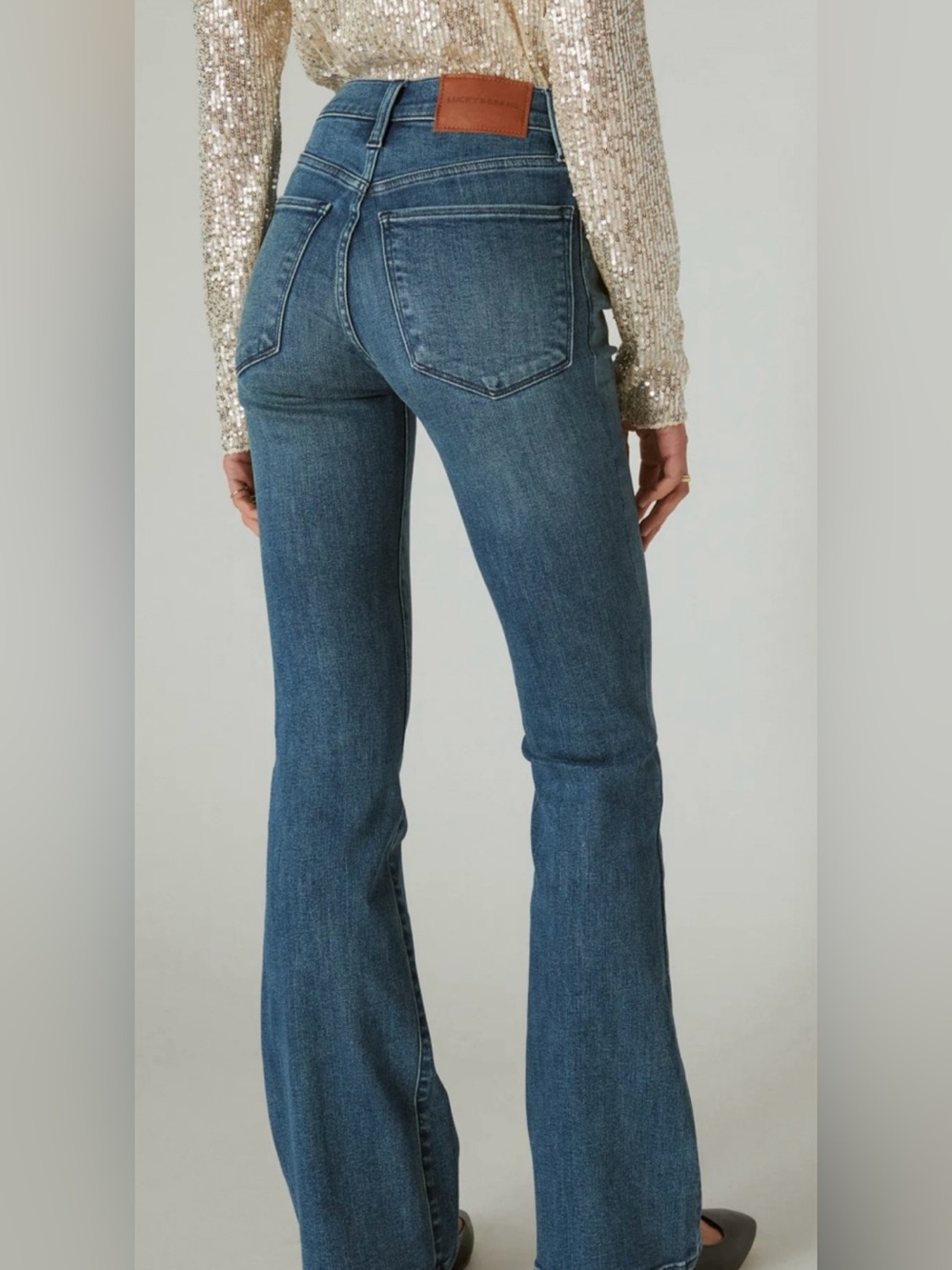 Lucky Brand High Rise Flare Jeans Size 2/26 Raw Hem Medium Wash